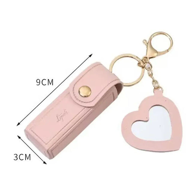 Travel Keychain Lipstick Holder with Mirror