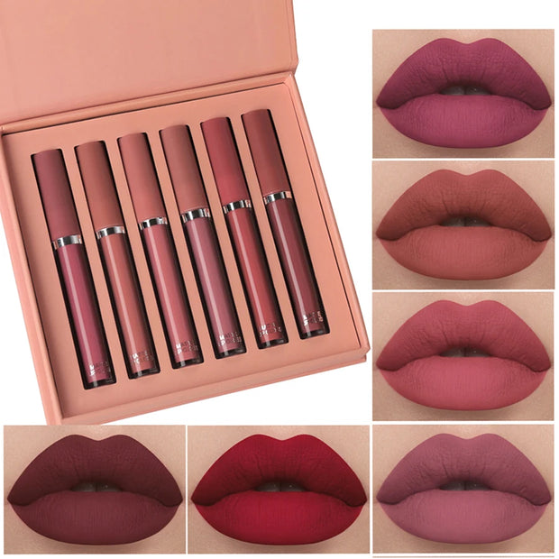 6PC Matte Velvet Lip Gloss Set