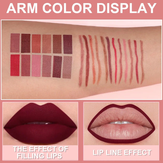 6-Color Set Velvet Matte Lip Liner Pencil