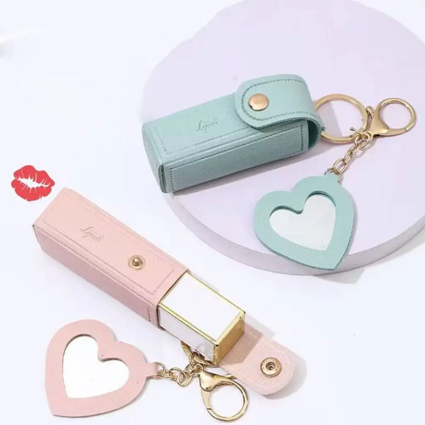 Travel Keychain Lipstick Holder with Mirror